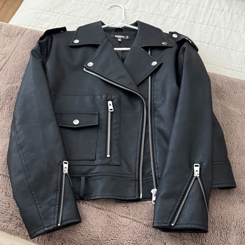Missguided + Black Leather Biker Jacket